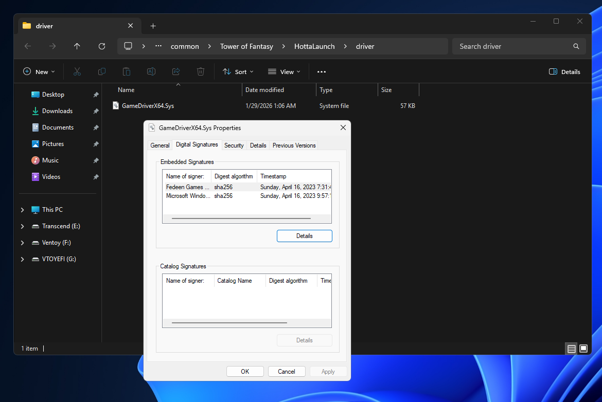 Driver file in directory